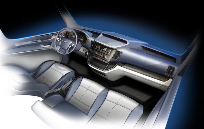 Hình ảnh phác họa khoang lái của Hyundai H350.