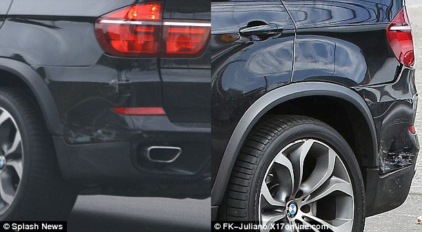 Chiếc BMW X5 bị hư hỏng sau vụ tai nạn.