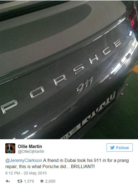 Câu chuyện đánh vần sai tên hãng của nhân viên Porsche được chia sẻ trên mạng xã hội.