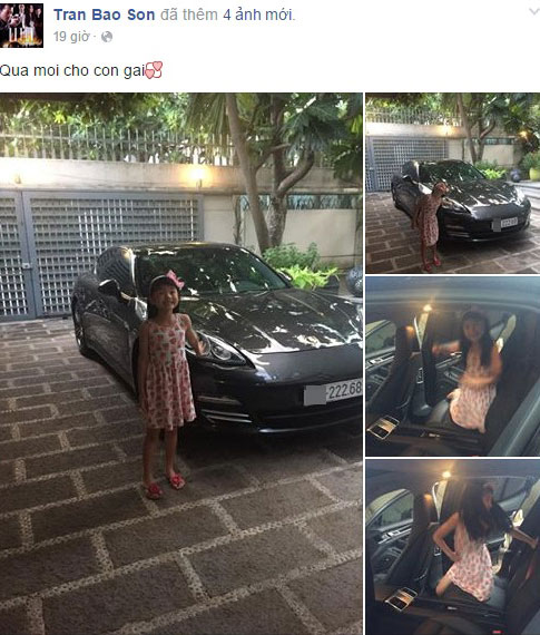 Trần Bảo Sơn đăng ảnh con gái bên chiếc xe mới tậu.