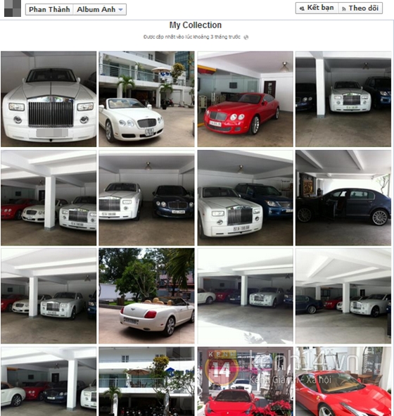 Bộ sưu tập xe hàng chục tỷ Đồng của Phan Thành. Ảnh: FBNV