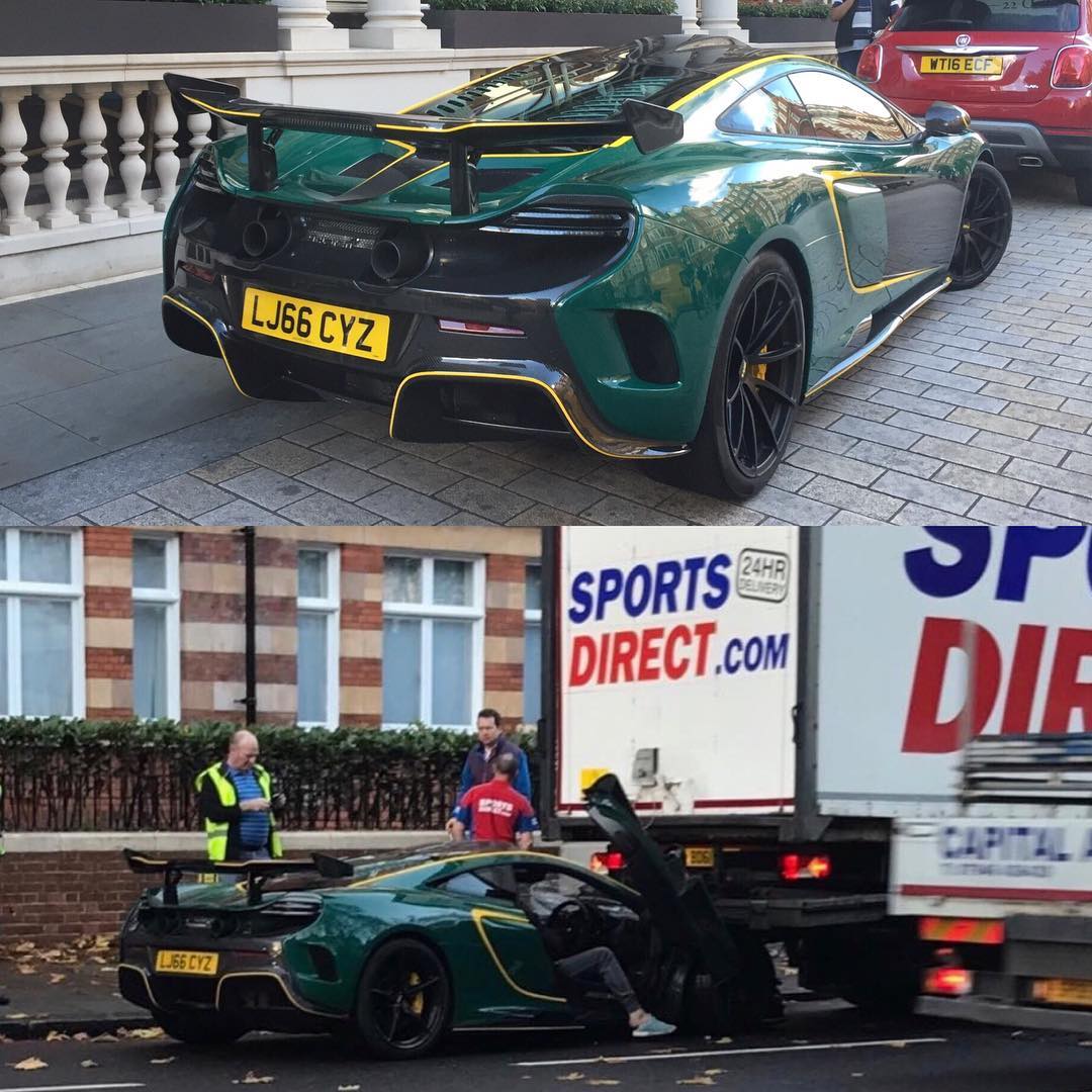 Chiếc McLaren MSO HS trước và sau khi bị tai nạn.