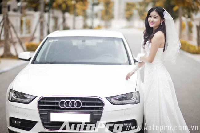 Cô dâu 18 tuổi Huyền My duyên dáng bên Audi A4 1
