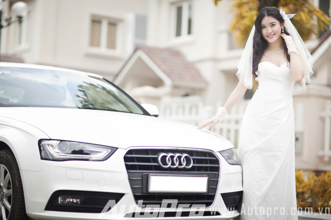  Cô dâu 18 tuổi Huyền My duyên dáng bên Audi A4 2