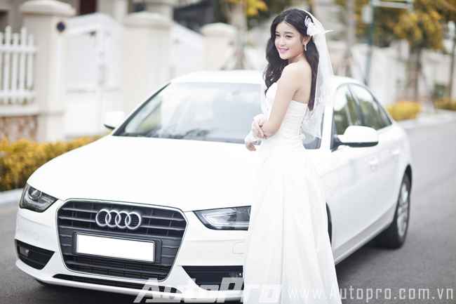  Cô dâu 18 tuổi Huyền My duyên dáng bên Audi A4 4