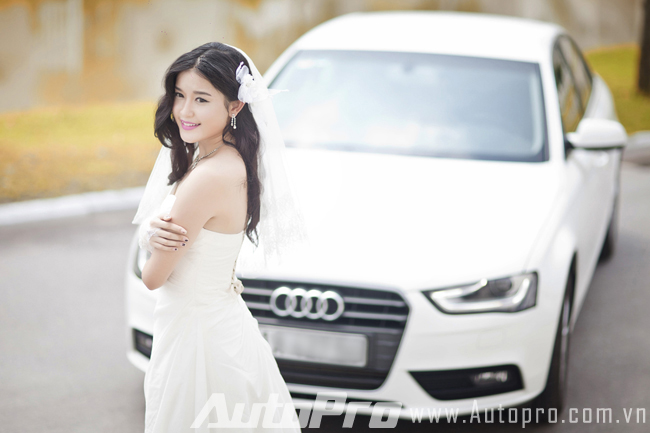  Cô dâu 18 tuổi Huyền My duyên dáng bên Audi A4 5