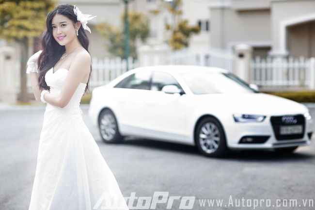  Cô dâu 18 tuổi Huyền My duyên dáng bên Audi A4 8