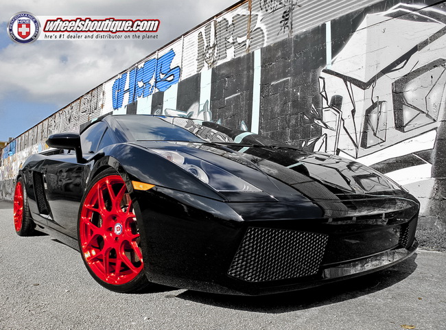 Lamborghini Gallardo nổi bật với bộ la-zăng đỏ ch&oacute;t của HRE Wheels 1