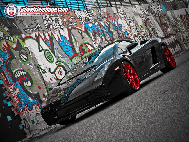 Lamborghini Gallardo nổi bật với bộ la-zăng đỏ ch&oacute;t của HRE Wheels 3