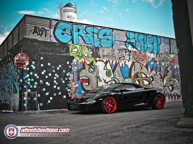 Lamborghini Gallardo nổi bật với bộ la-zăng đỏ ch&oacute;t của HRE Wheels 4