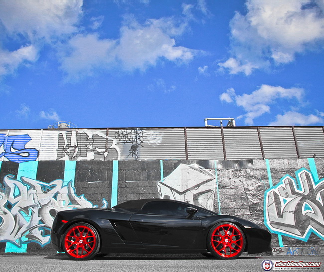 Lamborghini Gallardo nổi bật với bộ la-zăng đỏ ch&oacute;t của HRE Wheels 5