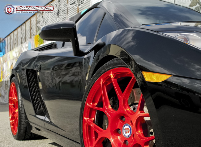 Lamborghini Gallardo nổi bật với bộ la-zăng đỏ ch&oacute;t của HRE Wheels 7