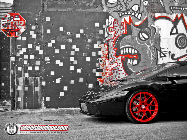 Lamborghini Gallardo nổi bật với bộ la-zăng đỏ ch&oacute;t của HRE Wheels 8