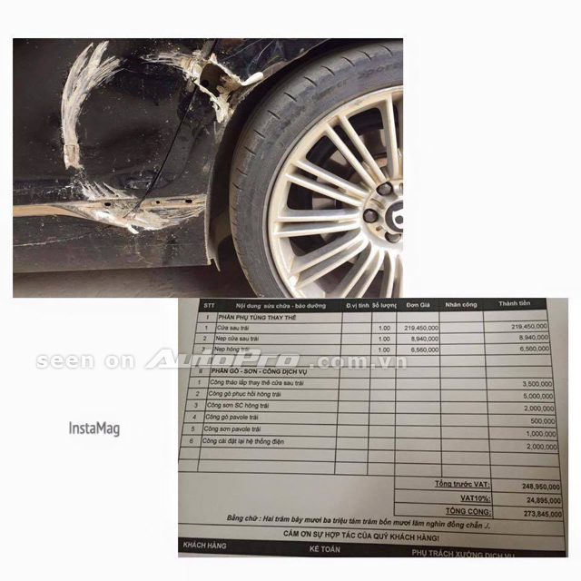 
Báo giá sửa chữa một vụ tai nạn nhỏ liên quan đến siêu xe Bentley

