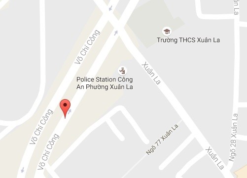 
Nơi xảy ra tai nạn giáp ranh 2 phường Xuân La và Nghĩa Đô. Ảnh: Google Maps.
