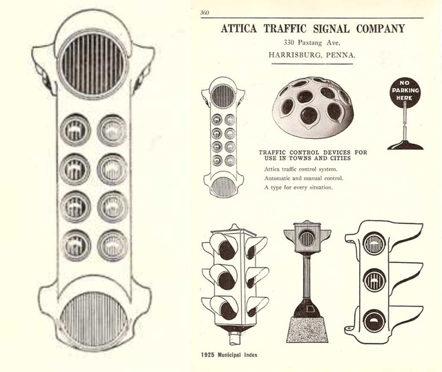 
Vào giữa những năm 20 của thế kỷ trước tại Mỹ có hơn 50 loại đèn giao thông với những thiết kế khác nhau. Ví dụ, công ty Attica Traffic Signal Company đưa ra một hệ thống trong đó có những bóng đèn đếm ngược đến thời gian có thể tiếp tục di chuyển. Loại đèn báo này đến bây giờ vẫn còn thường được sử dụng tại các đường đua xe thể thao
