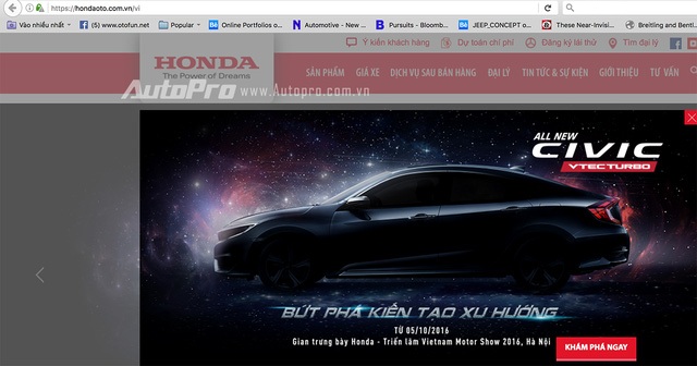 
Hình ảnh giới thiệu Civic thế hệ mới trên website của Honda Việt Nam.
