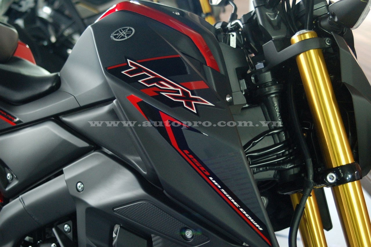 
Yamaha TFX150 chia sẻ bộ khung, động cơ và một số chi tiết với mẫu mô tô thể thao R15. Xe nặng 135 kg và được trang bị bình xăng có sức chứa 10,2 lít.
