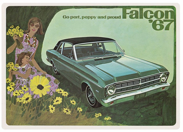 
Nếu nhìn vào poster này thì ít ai nhận ra đây là mẫu xe Falcon của thương hiệu Ford. Mẫu xe Ford Falcon này được bắt đầu sản xuất từ năm 1960.
