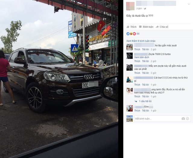 
Hình ảnh chiếc xe Trung Quốc gắn logo Audi được đăng lên mạng xã hội. Ảnh chụp màn hình
