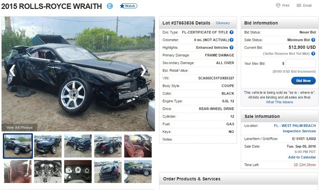
Chiếc Rolls-Royce Wraith rao bán 12.900 USD. Ảnh chụp từ màn hình.
