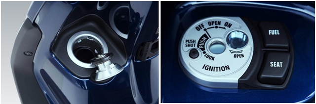 Nắp bình xăng được mở chỉ với thao tác bấm nút Fuel cạnh ổ khóa chính, người lái không phải xuống xe mà vẫn đổ xăng dễ dàng và nhanh chóng