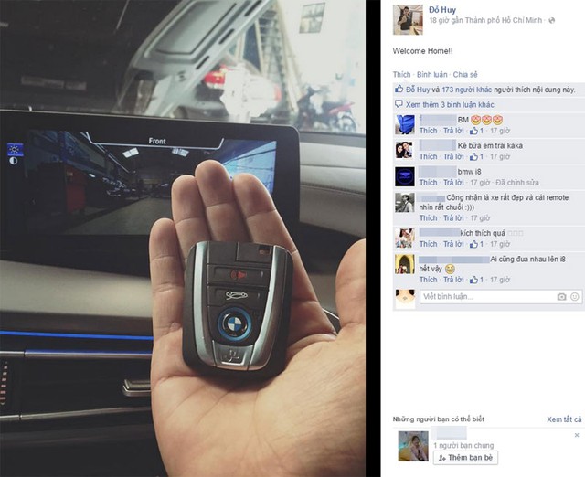 Hình ảnh chìa khóa của BMW i8 được đăng lên Facebook như thông báo cho sự xuất hiện của chiếc thứ năm tại Việt Nam. Ảnh: Đỗ Huy