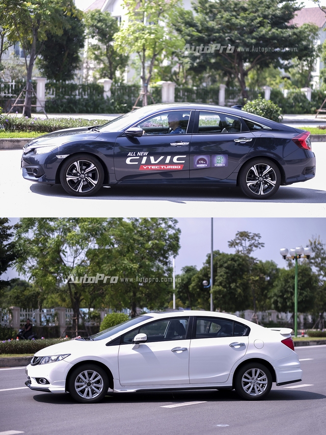 So sánh trực quan Honda Civic 2016 và thế hệ trước đó - Ảnh 2.