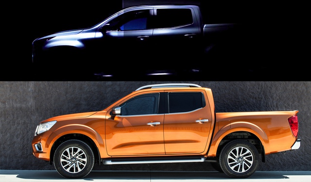 
Thiết kế sườn xe của xe bán tải nhà Mercedes-Benz (trên) khá giống Nissan Navara.
