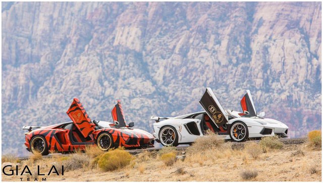 
Bộ đôi Lamborghini Aventador LP700-4 khoe dáng cùng nhau trong khung cảnh thần tiên tại Mỹ.
