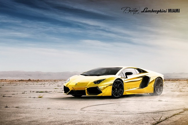 Lóa mắt với Lamborghini Aventador mạ vàng 1