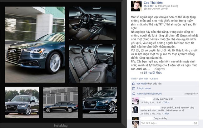 Sau khi được tặng Lexus tiền tỷ, Cao Thái Sơn đi mua Audi A6 2