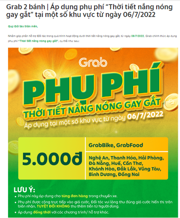 Thu phi nang nong Grab nhan phan ung tu hanh khach Cong phi tac duong troi mua gio lai them troi nang!