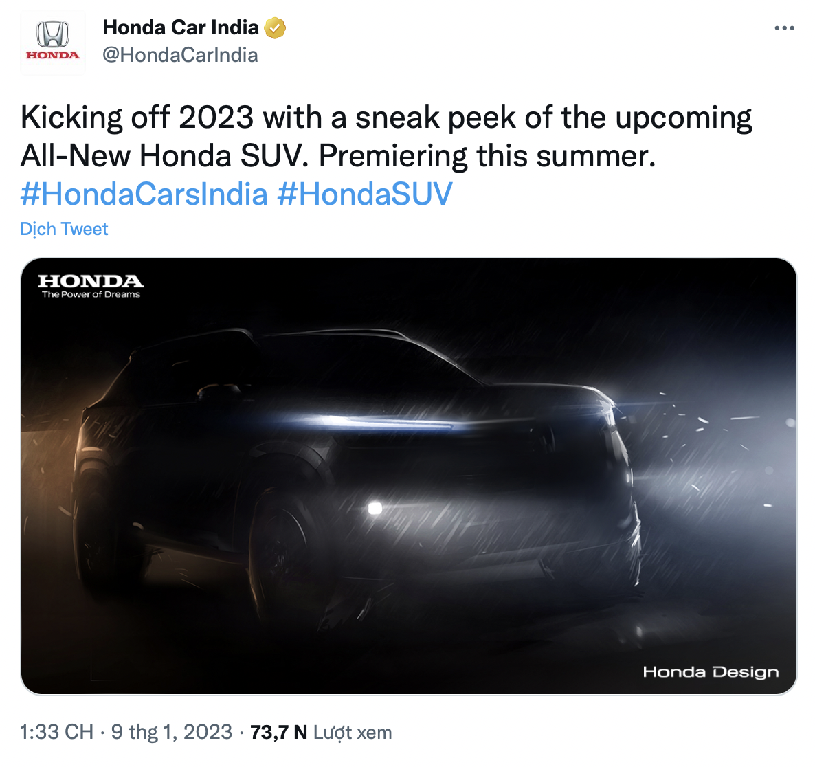Honda hé lộ mẫu SUV cho thị trường Ấn Độ, sẽ ra mắt vào mùa hè năm nay, cạnh tranh với Hyundai Creta - Ảnh 1. Honda hé lộ mẫu SUV cho thị trường Ấn Độ, sẽ ra mắt vào mùa hè năm nay, cạnh tranh với Hyundai Creta - Ảnh 1.