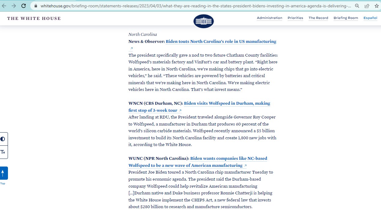 Tổng thống Mỹ Biden đề cao ý nghĩa đầu tư của nhà máy VinFast tại Bắc Carolina - Ảnh 2.
