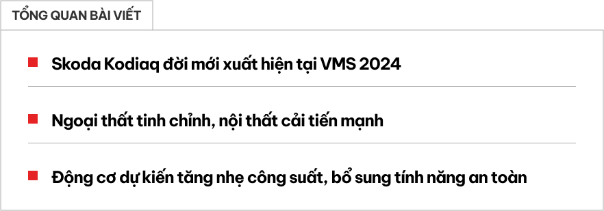 Tóm gọn Skoda Kodiaq đời mới sắp ra mắt tại VMS 2024: Động cơ mạnh hơn, hai màn hình lớn, có ADAS, cạnh tranh Santa Fe- Ảnh 1.