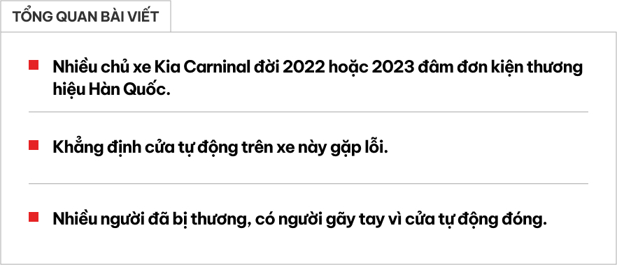 Cửa trượt trên Kia Carnival mới gây thương tích đến gãy tay, nhiều chủ xe đâm đơn kiện- Ảnh 1.