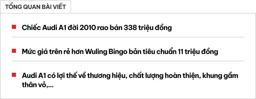 Hơn 300 triệu không mua Bingo thì tậu được hẳn Audi A1: 14 năm chạy 120.000km, người bán khẳng định bảo dưỡng đầy đủ- Ảnh 1.