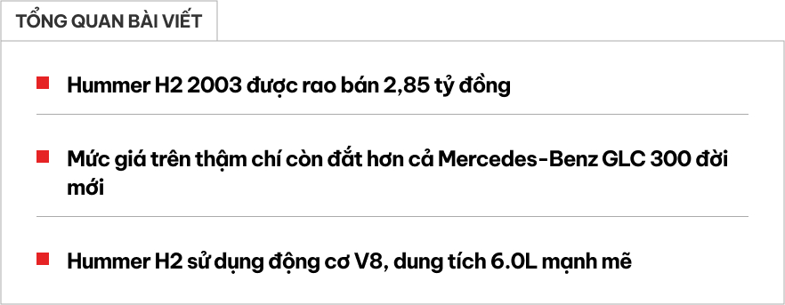 ‘Khủng long' Hummer H2 20 năm tuổi vẫn có giá gần 3 tỷ đồng: Đắt hơn cả GLC 300 đời mới- Ảnh 1.