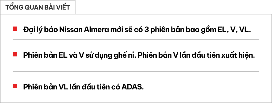 Lộ trang bị Nissan Almera mới: Thêm 1 phiên bản, lưới tản nhiệt và logo mới, thêm màu mới, nâng cấp trang bị, bổ sung ADAS- Ảnh 1.