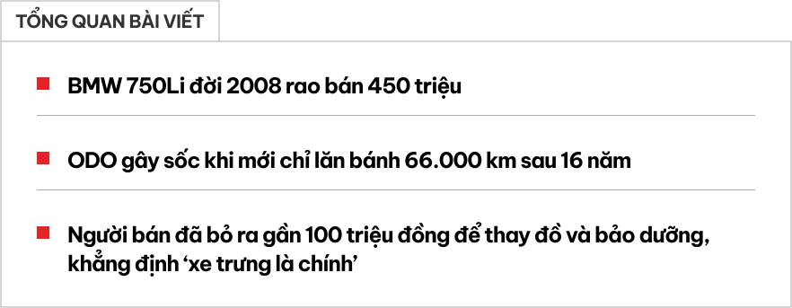 BMW 750Li rao bán hơn 400 triệu do chủ chạy không hợp gu: Người bán khẳng định 'xe trưng là chính', 16 năm chỉ chạy hơn 6 vạn- Ảnh 1.