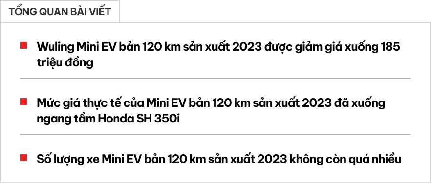 Đại lý xả kho Wuling Mini EV 2023 còn 185 triệu đồng, chỉ nhình một chút so với xe máy tay ga cao cấp- Ảnh 1.