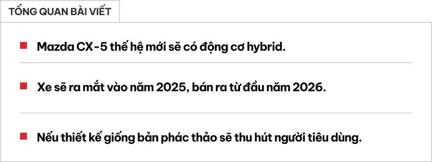 Mazda CX-5 thế hệ mới có thể thêm bản PHEV xịn chưa từng có, thiết kế đổi như này nữa thì càng wow hơn- Ảnh 1.