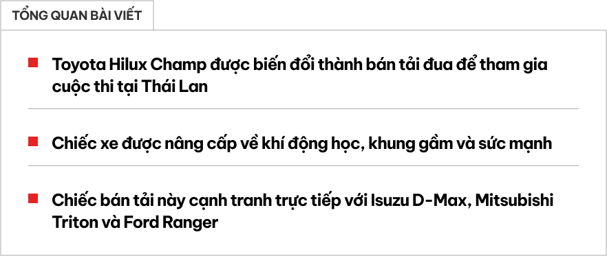 Toyota Hilux bản này mà về Việt Nam dễ khiến Ranger, Triton 'đau đầu': Như bước ra từ Transformer, cabin đúng chất xe đua, động cơ vượt xa bản thường- Ảnh 1.