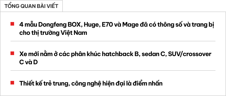 Lộ trang bị 4 xe Dongfeng sắp ra mắt Việt Nam: Đủ cả xăng, hybrid, điện nhưng có cửa nào đấu xe Nhật, Hàn?- Ảnh 1.