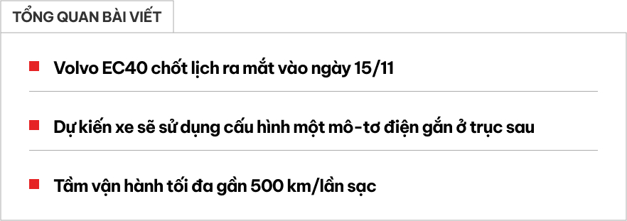 Volvo EC40 chốt ra mắt Việt Nam tuần sau: Giá đồn đoán 2 tỷ đồng, dáng coupe, chạy tầm 500 km/sạc- Ảnh 1.