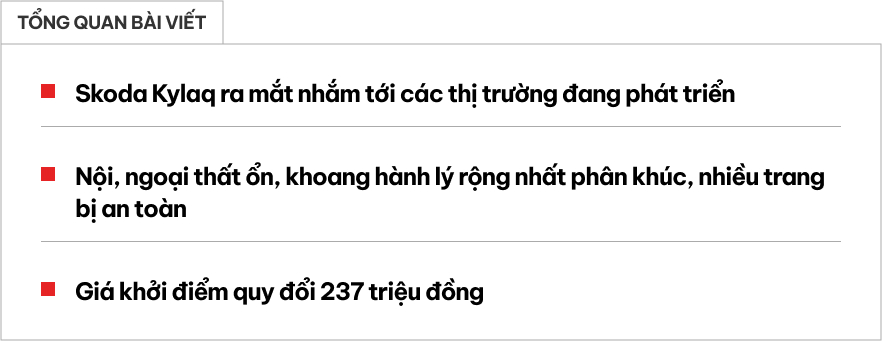 Skoda Kylaq ra mắt: Giá quy đổi từ 237 triệu đồng, gầm VW, 2 màn hình lớn, cạnh tranh Raize, Sonet- Ảnh 1.