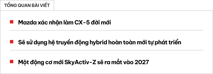 Mazda CX-5 thế hệ mới chính thức được xác nhận: Hãng khẳng định ‘bớt phức tạp’ hơn, sẽ dùng động cơ hybrid- Ảnh 1.