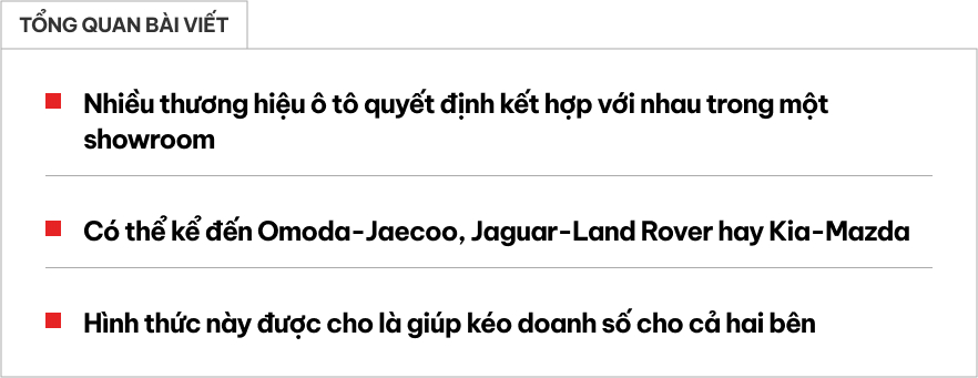 Các bộ đôi mở showroom ô tô 'liền kề': Omoda kết hợp Jaecoo, Kia-Mazda vừa cạnh tranh, vừa kéo nhau vào top doanh số- Ảnh 1.