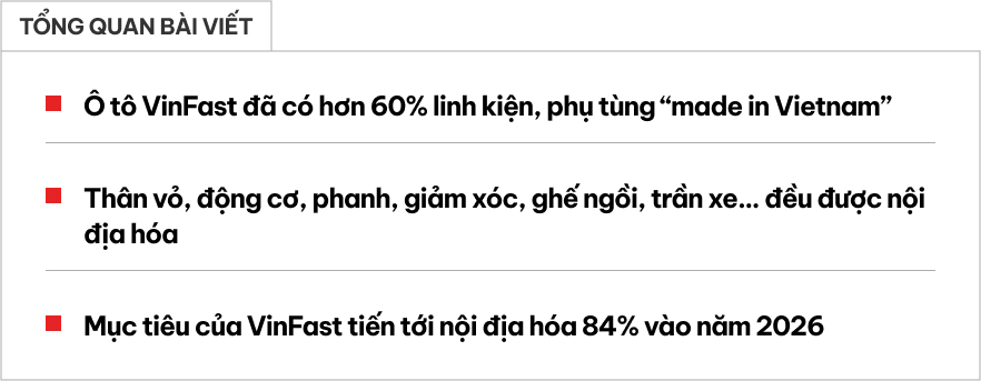 Quên câu chuyện ốc vít đi, xe VinFast đã có hơn 60% linh kiện nội địa: Ghế, đèn, vành, phanh, động cơ... đều sản xuất tại Việt Nam- Ảnh 1.